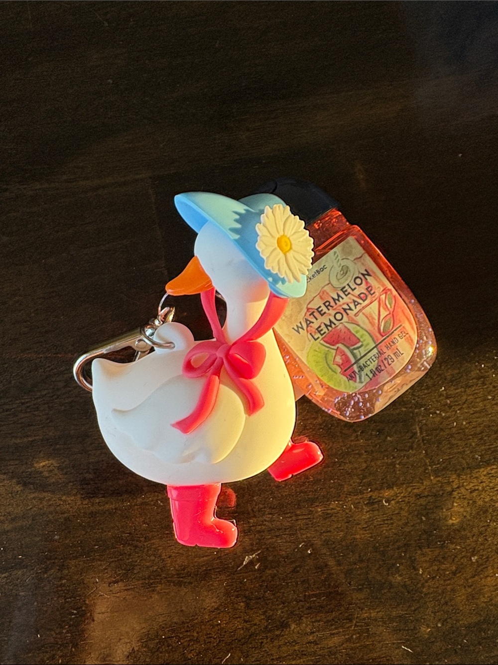 Bath & Body Works Watermelon Lemonade Hand Sanitizer with White Duck Keychain